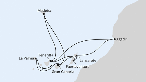 Routenverlauf Große Kanaren-Reise & Marokko ab Gran Canaria