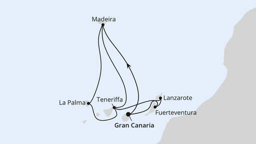 Routenverlauf Große Kanaren-Reise mit Madeira ab Gran Canaria