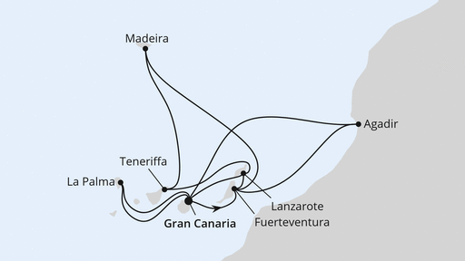 Routenverlauf Große Kanaren-Reise & Marokko ab Gran Canaria