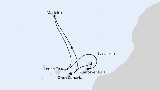 Routenverlauf Große Kanaren-Reise mit Madeira ab Gran Canaria