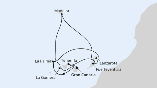 Routenverlauf Große Kanaren-Reise mit La Gomera & Madeira