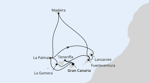 Routenverlauf Große Kanaren-Reise mit La Gomera & Madeira