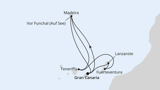 Routenverlauf Große Kanaren-Reise mit Madeira ab Gran Canaria