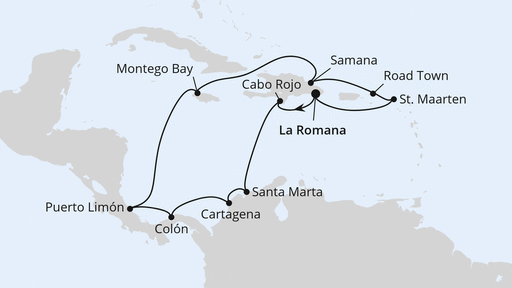 Routenverlauf Karibik & Mittelamerika ab Dom. Republik 1
