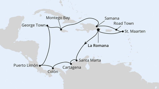 Routenverlauf Karibik & Mittelamerika ab Dom. Republik 1
