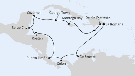 Routenverlauf Mexiko & Mittelamerika ab Dom. Republik 1