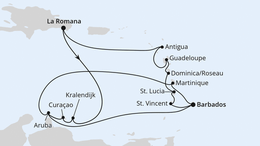 Routenverlauf Karibische Insel-Rundreise