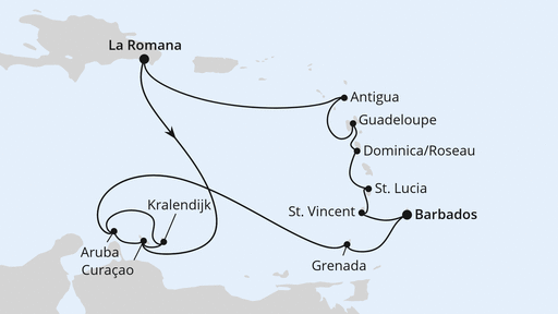 Routenverlauf Karibische Insel-Rundreise