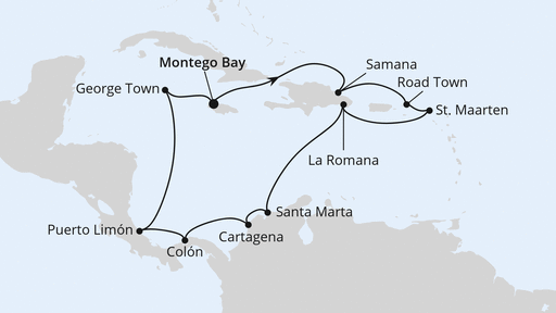 Routenverlauf Karibik & Mittelamerika ab Jamaika