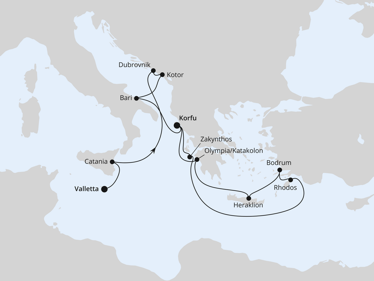 Sizilien, Adria & Griechenland ab Malta