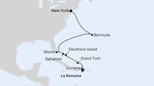 Route Florida, Bahamas & Karibik ab New York