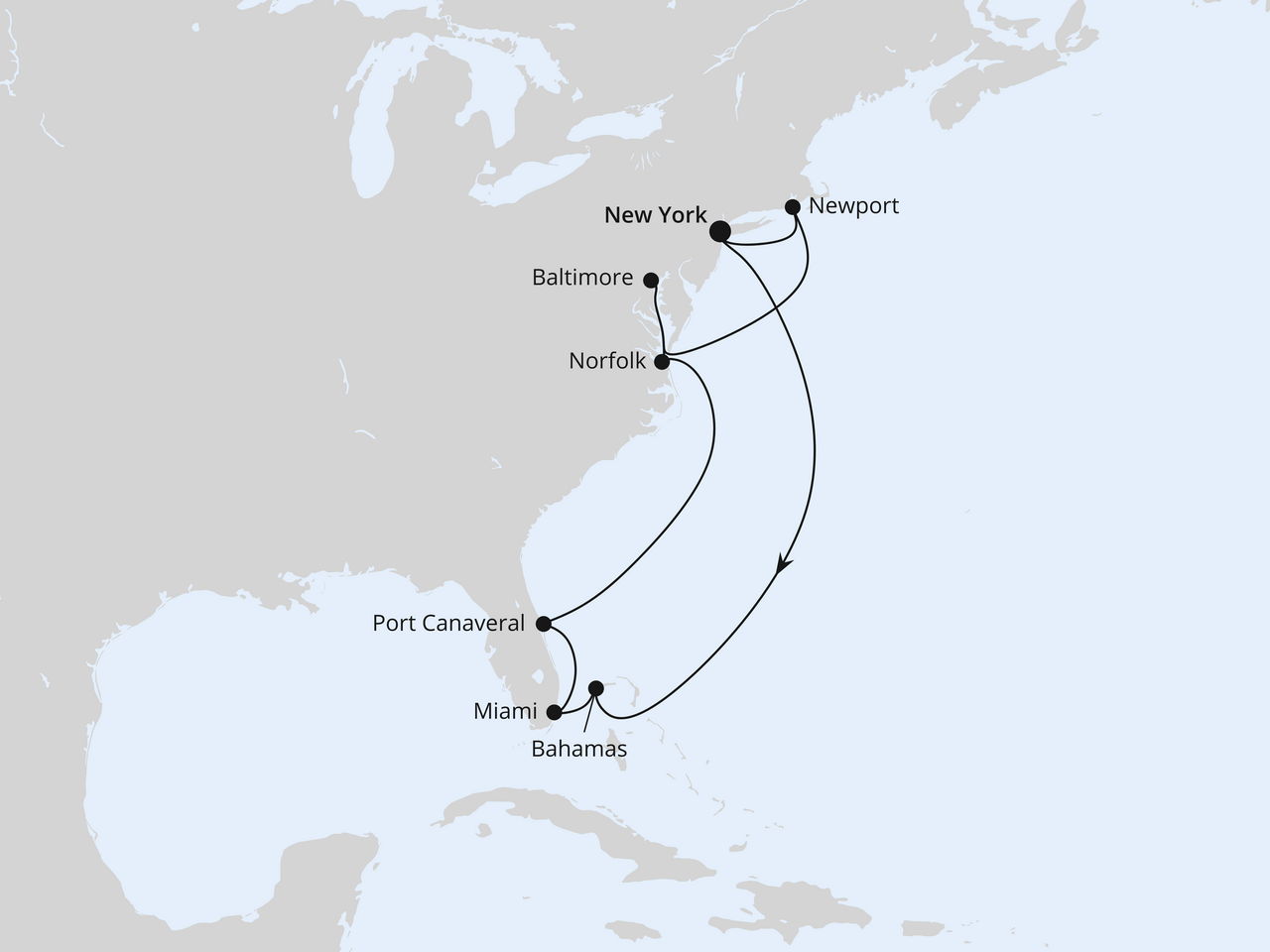 Florida, Maryland & Bahamas ab New York