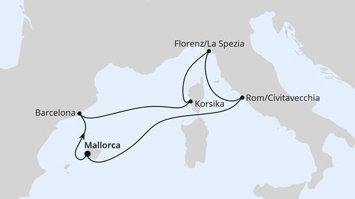 Routenverlauf Weihnachtsreise im Mittelmeer ab Mallorca