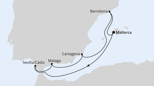 Routenverlauf Andalusien ab Mallorca