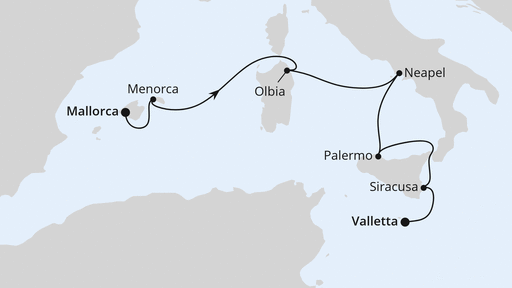 Routenverlauf Mittelmeerinseln ab Mallorca