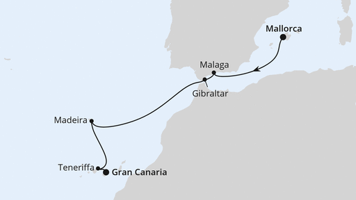 Routenverlauf Andalusien & Kanaren ab Mallorca