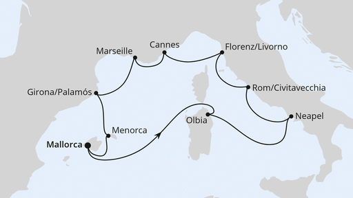 Routenverlauf Mediterrane Highlights ab Mallorca