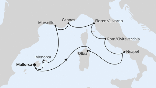 Routenverlauf Mediterrane Highlights ab Mallorca
