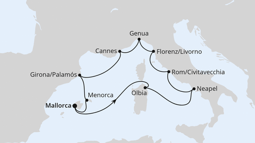 Routenverlauf Mediterrane Highlights ab Mallorca
