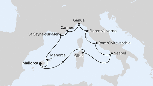 Routenverlauf Mediterrane Highlights ab Mallorca