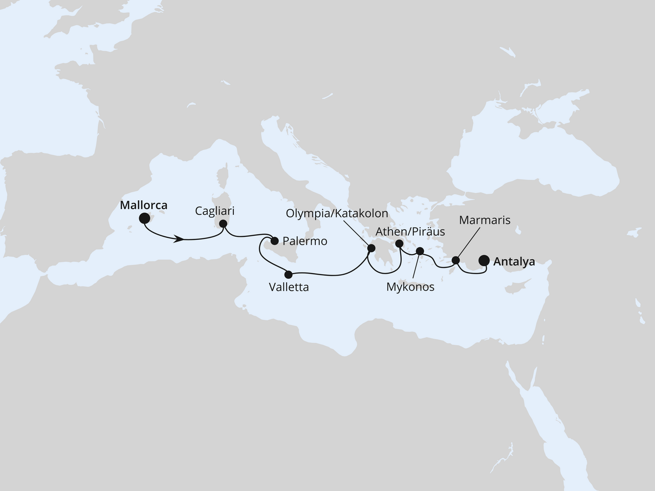 Italien, Griechenland & Türkei ab Mallorca