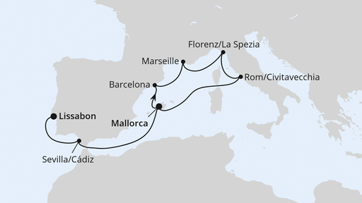Routenverlauf Perlen am Mittelmeer mit Lissabon ab Mallorca