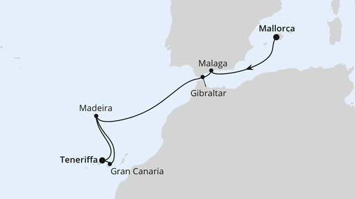 Routenverlauf Andalusien, Kanaren & Madeira ab Mallorca 2
