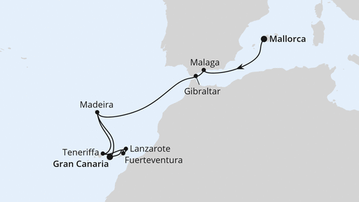 Routenverlauf Andalusien, Kanaren & Madeira ab Mallorca 1