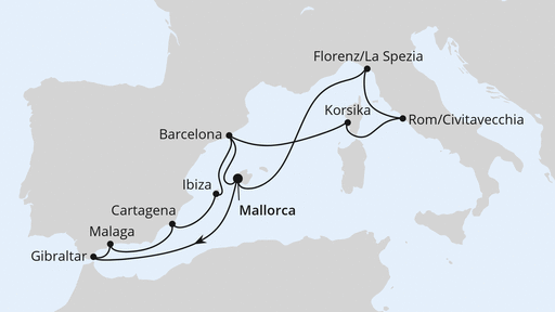 Routengrafik Große Mittelmeer-Reise ab Mallorca 2