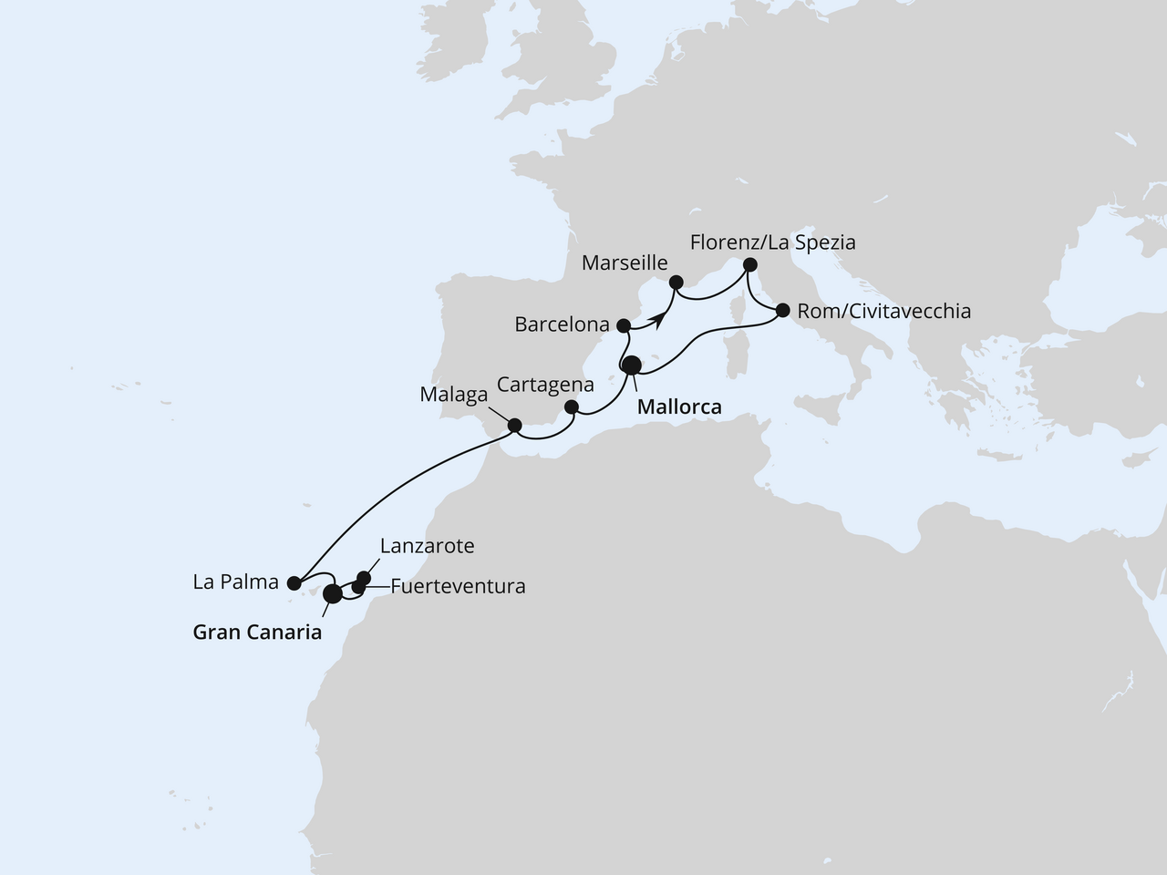 Perlen am Mittelmeer & Kanaren ab Mallorca
