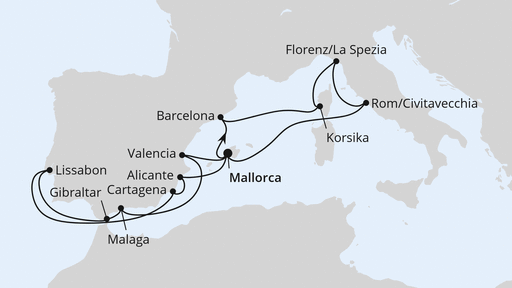 Routenverlauf Große Feiertagsreise im Mittelmeer ab Mallorca