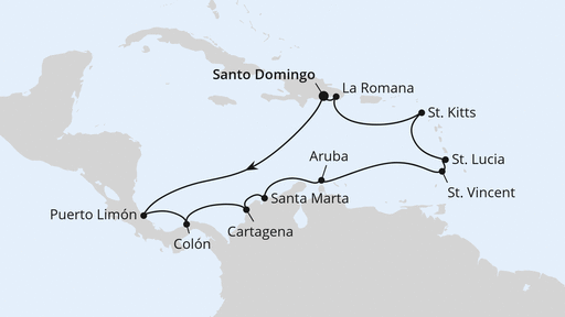 Routenverlauf Kleine Antillen & Mittelamerika ab Dom. Republik 2