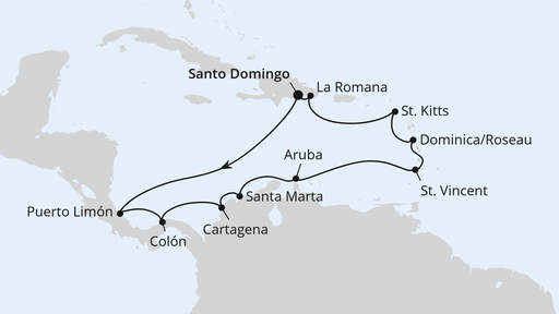 Routenverlauf Kleine Antillen & Mittelamerika ab Dom. Republik 2
