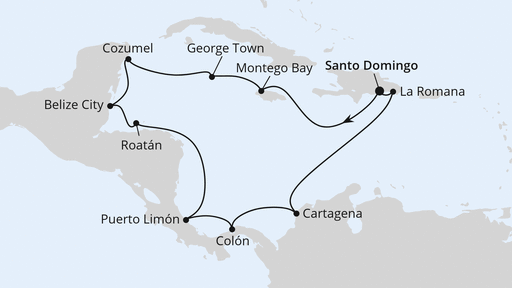 Routenverlauf Mexiko & Mittelamerika ab Dom. Republik 2