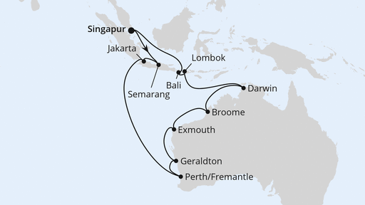 Routenverlauf Australien, Indonesien & Singapur