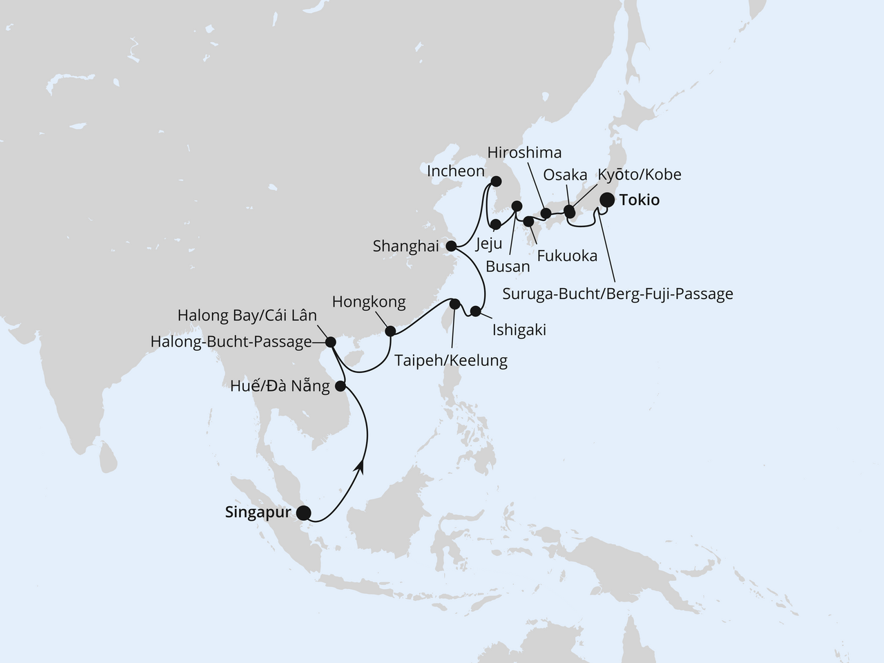 Von Singapur über Vietnam & Südkorea nach Tokio
