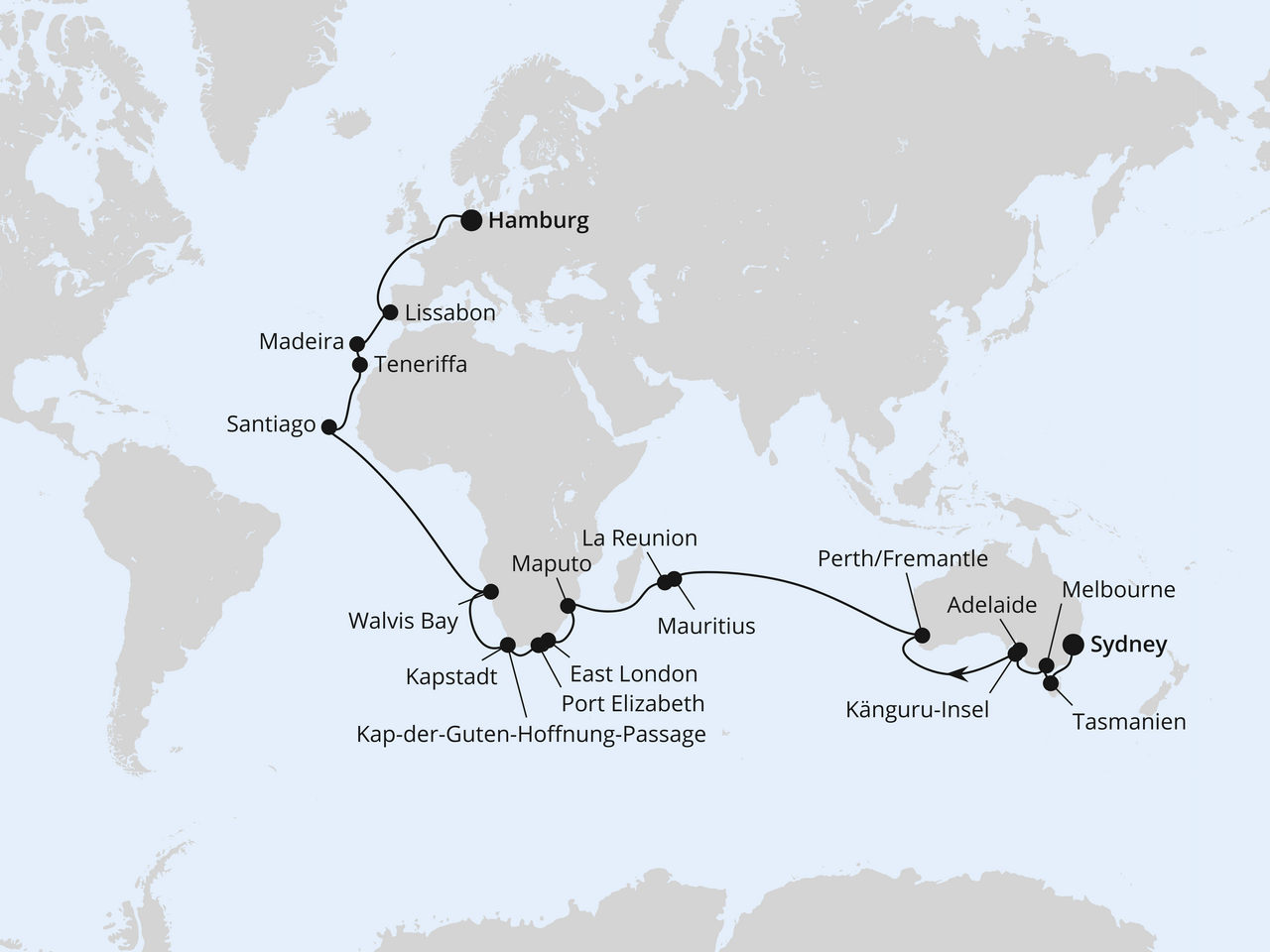 Von Sydney nach Hamburg