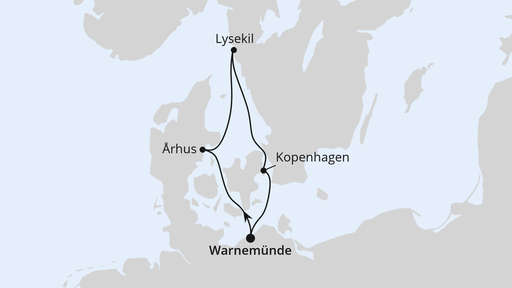 Routenverlauf Kurzreise nach Dänemark & Schweden ab Warnemünde