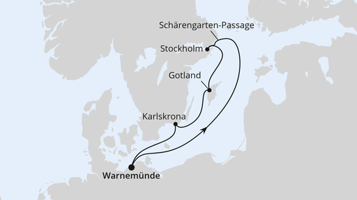 Routengrafik Kurzreise nach Schweden ab Warnemünde 2