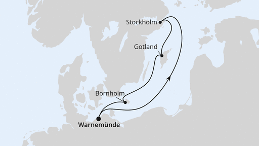 Routenverlauf Kurzreise nach Schweden ab Warnemünde