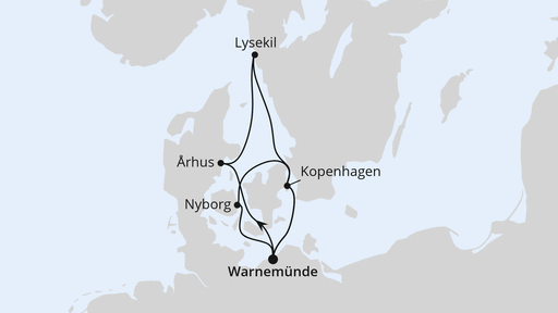 Routenverlauf Schweden & Dänemark ab Warnemünde 1