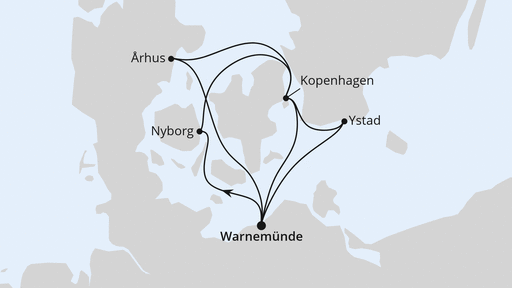Routenverlauf Schweden & Dänemark ab Warnemünde 1