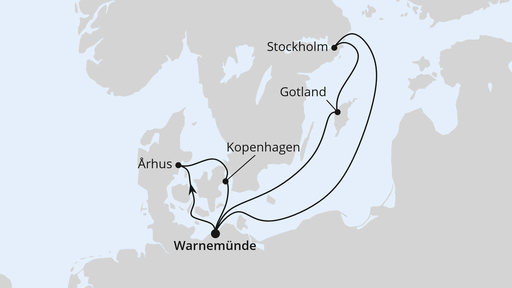 Routenverlauf Schweden & Dänemark ab Warnemünde