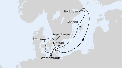 Routenverlauf Schweden & Dänemark mit Stockholm ab Warnemünde 1