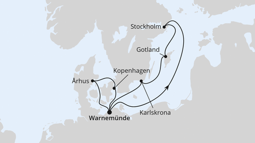 Routenverlauf Schweden & Dänemark mit Stockholm ab Warnemünde 2