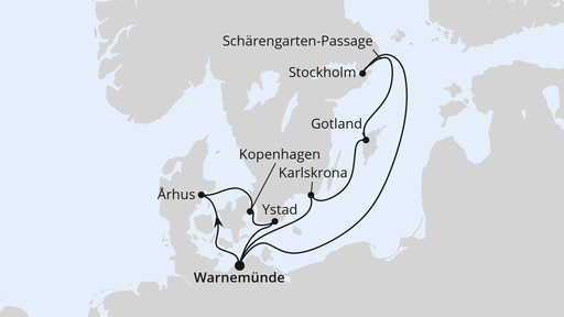 Routenverlauf Schweden & Dänemark ab Warnemünde 2