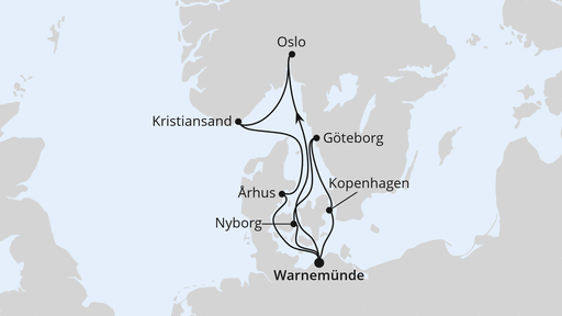 Routenverlauf Schweden & Dänemark ab Warnemünde