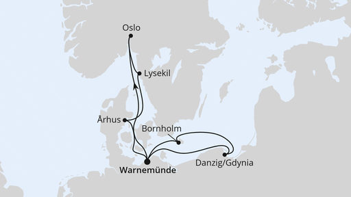 Routenverlauf Skandinavien & Polen ab Warnemünde