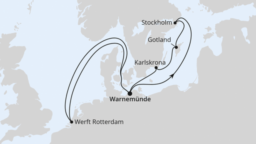 Routenverlauf AIDA Fan Cruise - Schweden, WM & Werfterlebnis