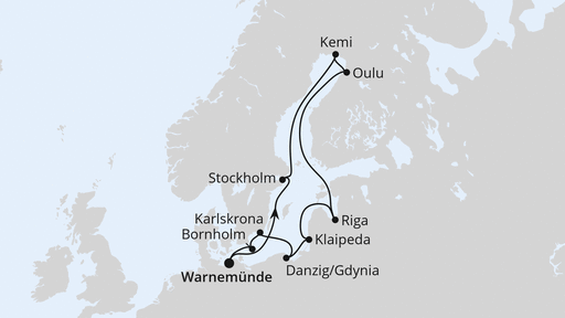 Routenverlauf Schärengärten der Ostsee ab Warnemünde